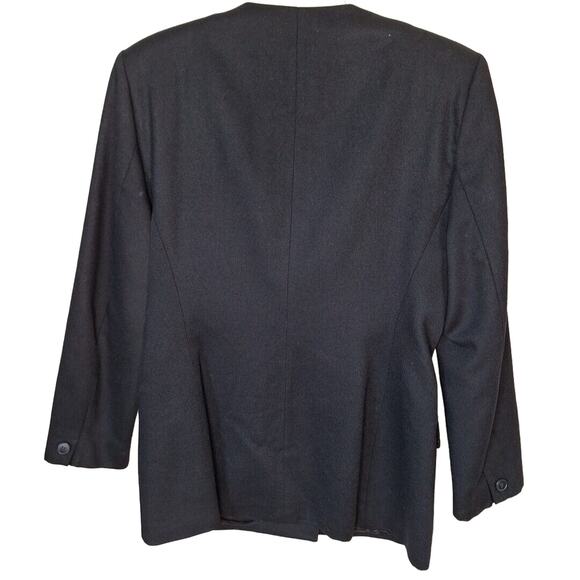 Vintage 90s Black Wool Double Breasted Crest Blazer Jacket Women Size 8 Medium - Picture 2 of 8